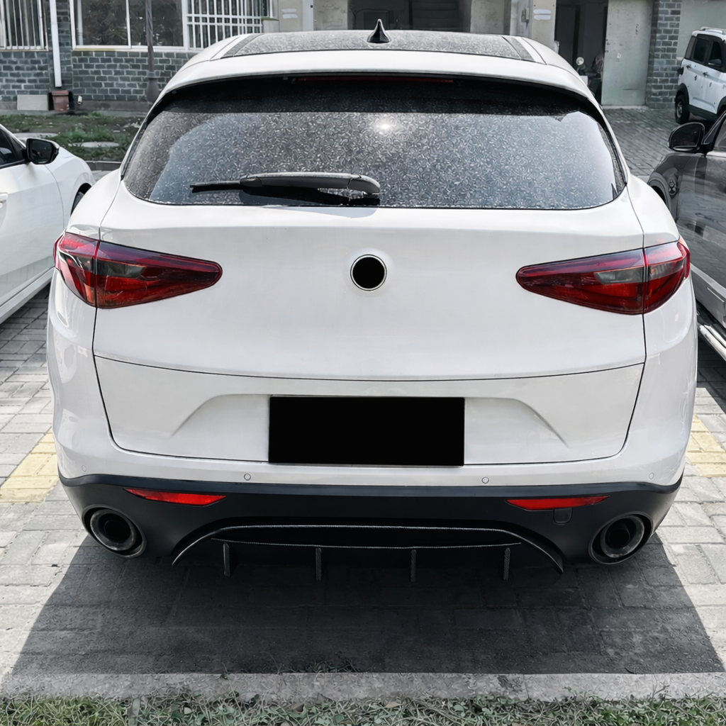 💫ART.8165 KIT ANTERIORE + POSTERIORE Nero Lucido per Alfa Romeo Stelvio 17+💫