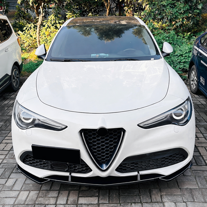 💫ART.8165 KIT ANTERIORE + POSTERIORE Nero Lucido per Alfa Romeo Stelvio 17+💫