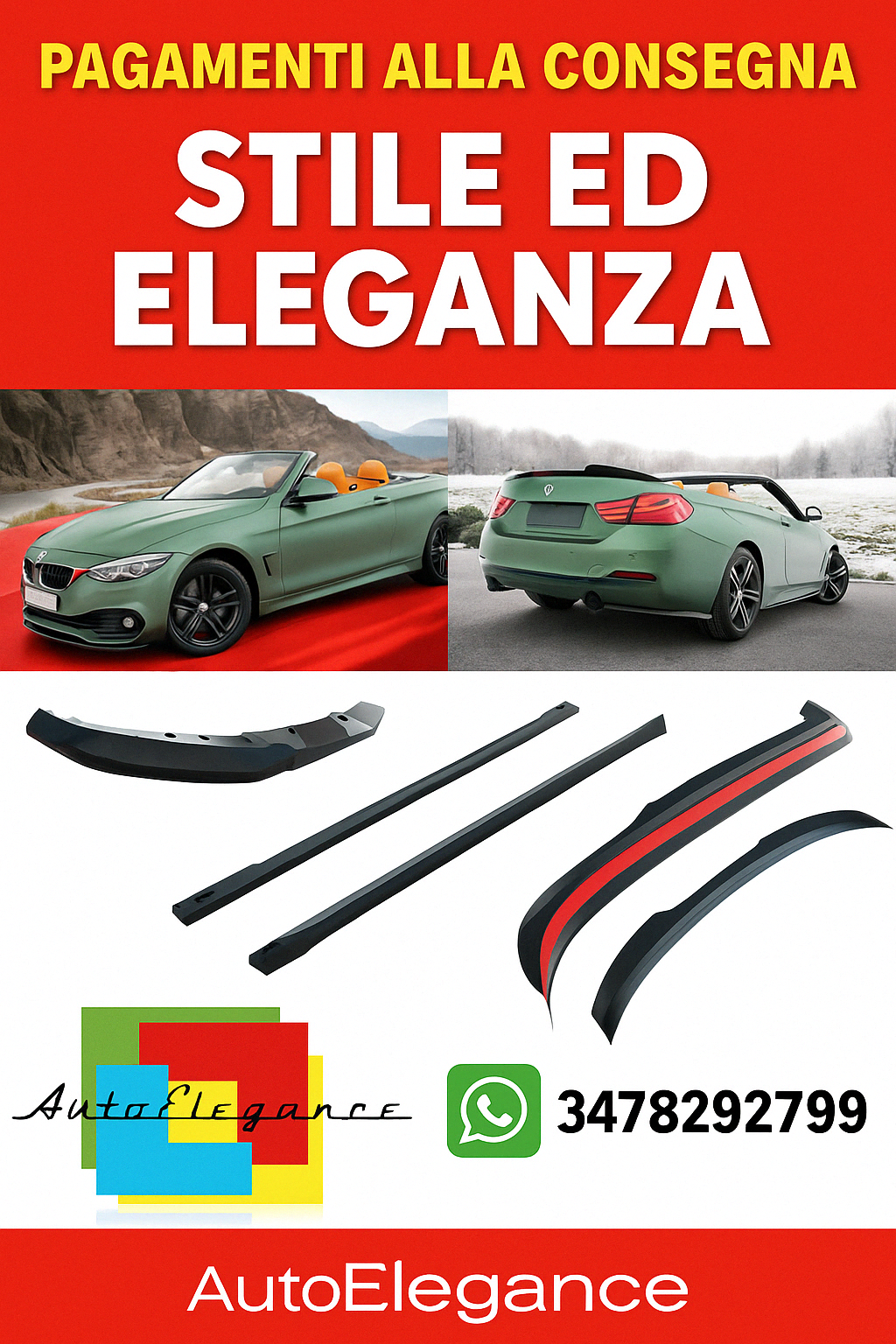 ⭐Bodykit Set di Splitters Adatto Per BMW 4 Cabrio F33⭐
