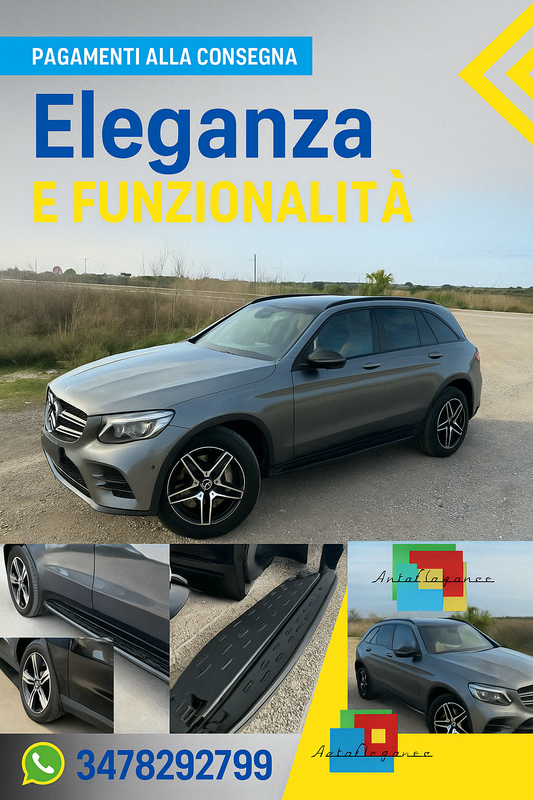 0225🔥PEDANE LATERALI ADATTE PER MERCEDES GLC C253 X253 NERO look AMG black🔥