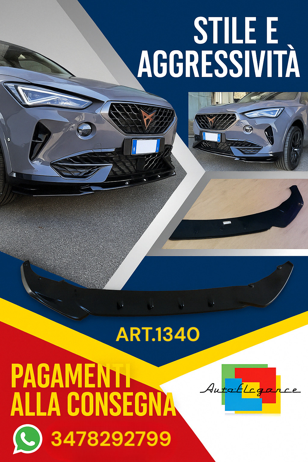 💥1340 SPLITTER ADATTO PER CUPRA FORMENTOR 2020+ NERO LUCIDO💥