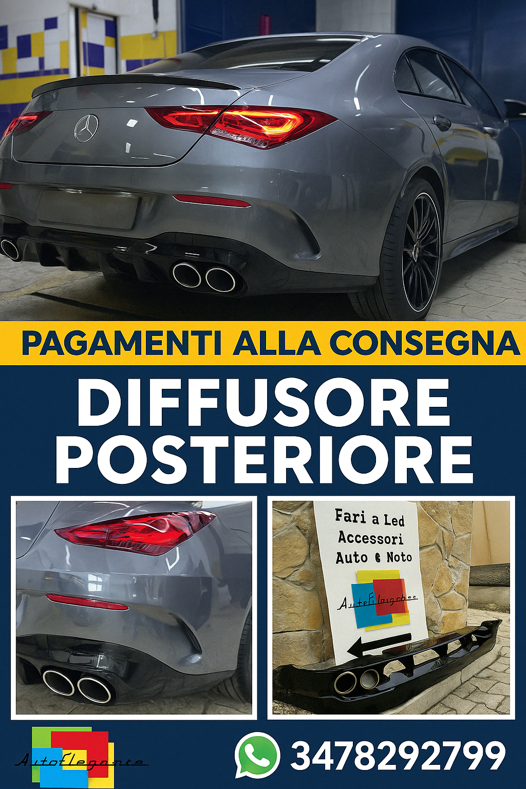 0810⭐Diffusore e terminali di scarico cromati adatti per Mercedes CLA W118⭐