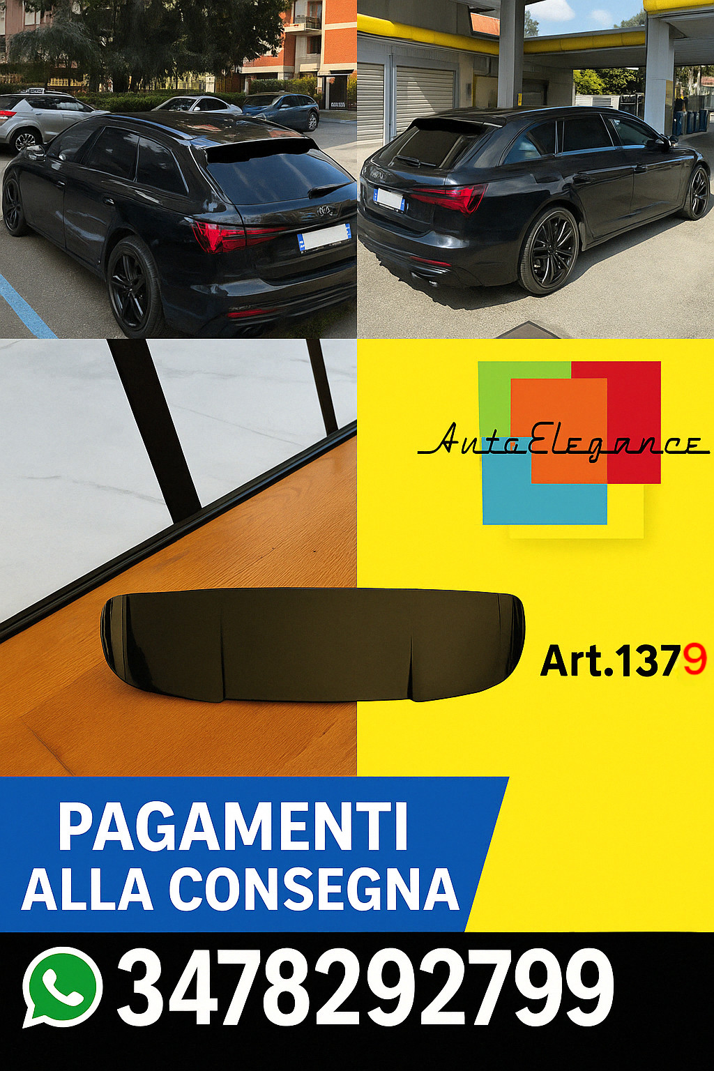 🔥1379 SPOILER  ADATTO PER AUDI A6 C8 AVANT 2018+ LOOK RS6 🔥