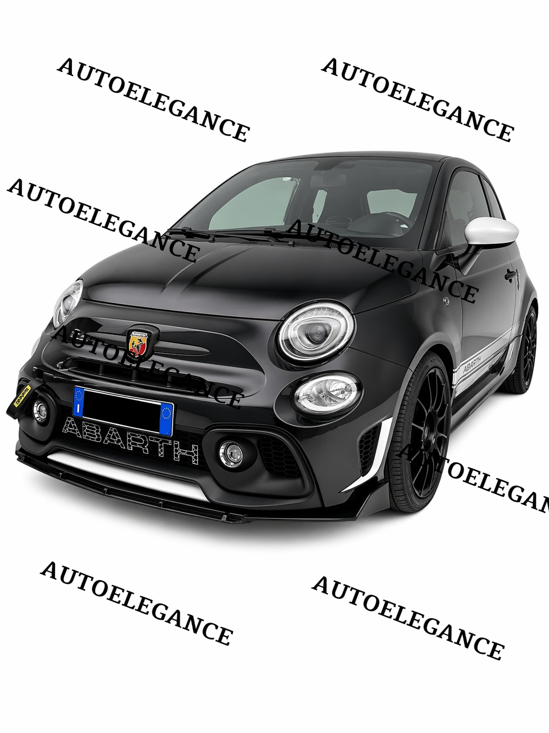 💫ART.9564 SPLITTER ANTERIORE PER FIAT 500 ABARTH NERO LUCIDO💫