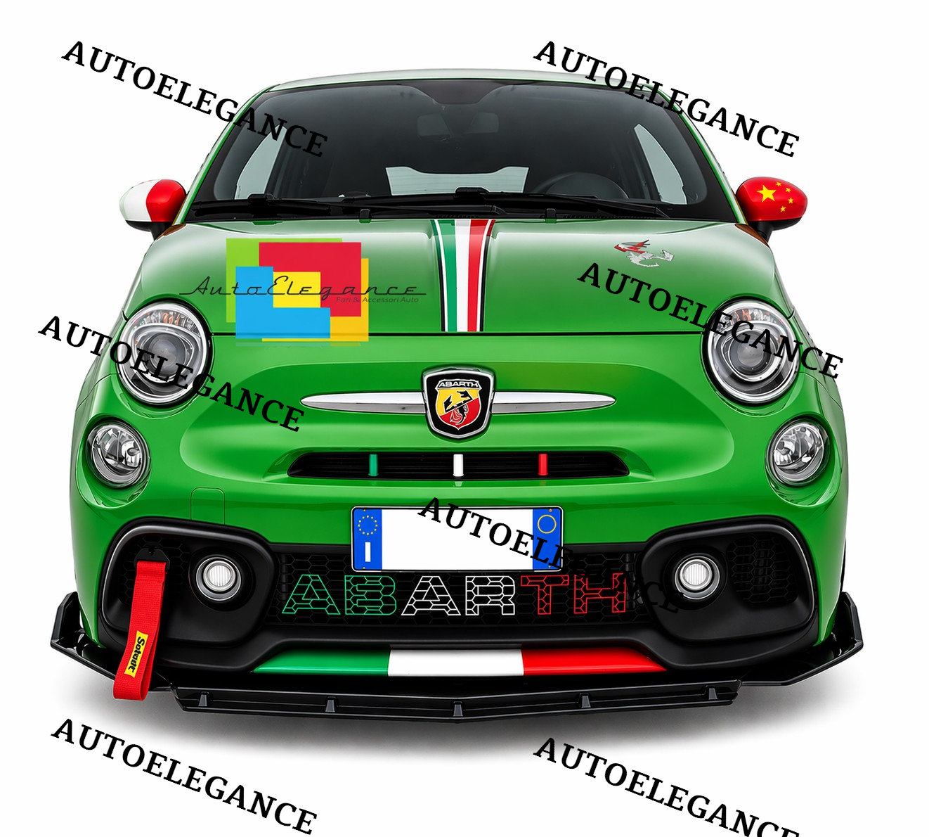 💫ART.9564 SPLITTER ANTERIORE PER FIAT 500 ABARTH NERO LUCIDO💫