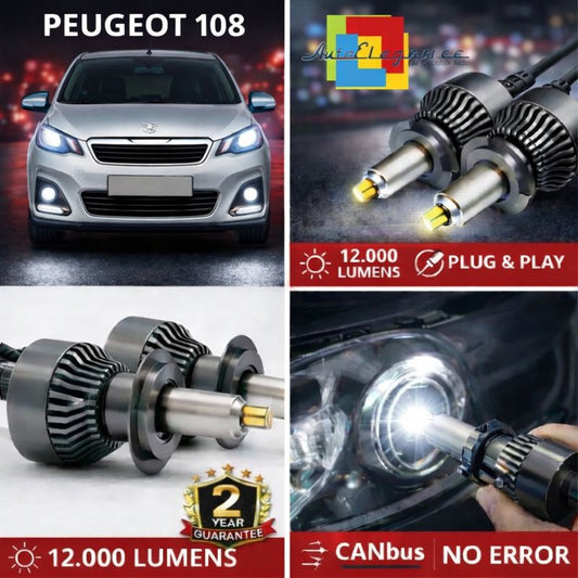 KIT LED per PEUGEOT 108 ANABAGLIANTI H7 CANBUS Bianco 6500K 360 gradi