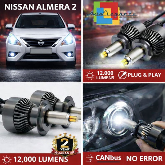 KIT LED per NISSAN ALMERA 2 ANABAGLIANTI H7 CANBUS Bianco 6500K 360 gradi