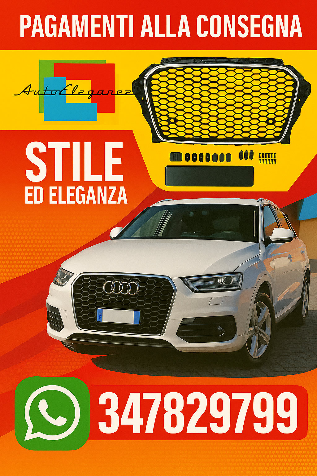🔥 GRIGLIA  ADATTO PER AUDI A3 Lim / Sport / Cabrio 12-16 LOOK DA CORSA  🔥