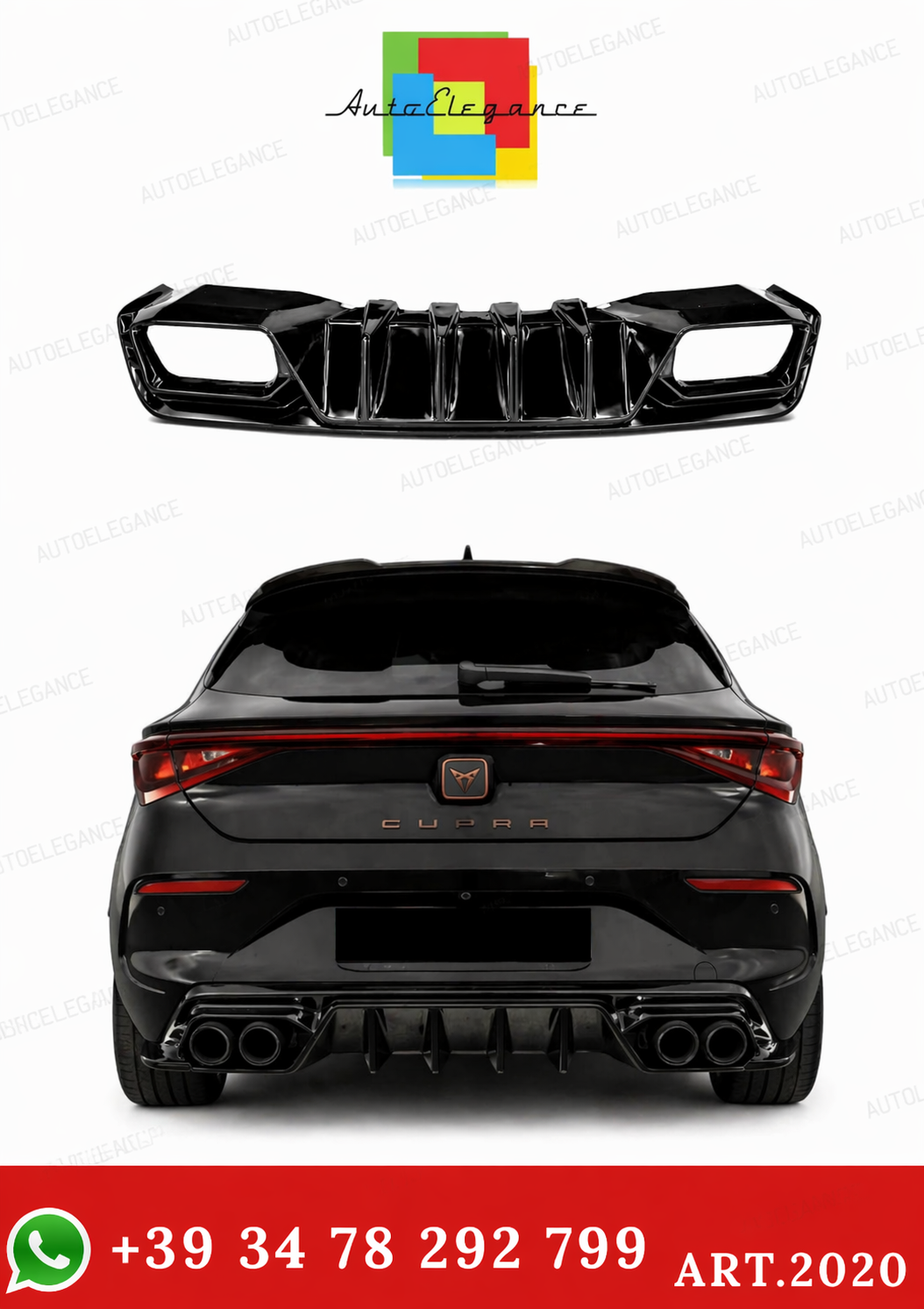 💫DIFFUSORE CUPRA LEON 2020+ NERO LUCIDO💫