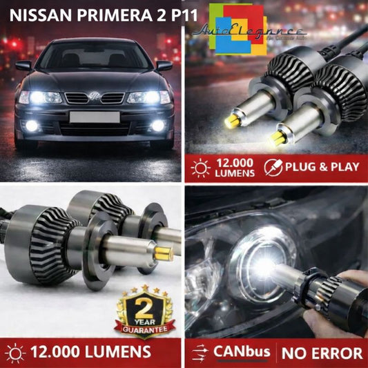 KIT LED per NISSAN PRIMERA 2 P11 ANABAGLIANTI H7 CANBUS Bianco 6500K 360 gradi