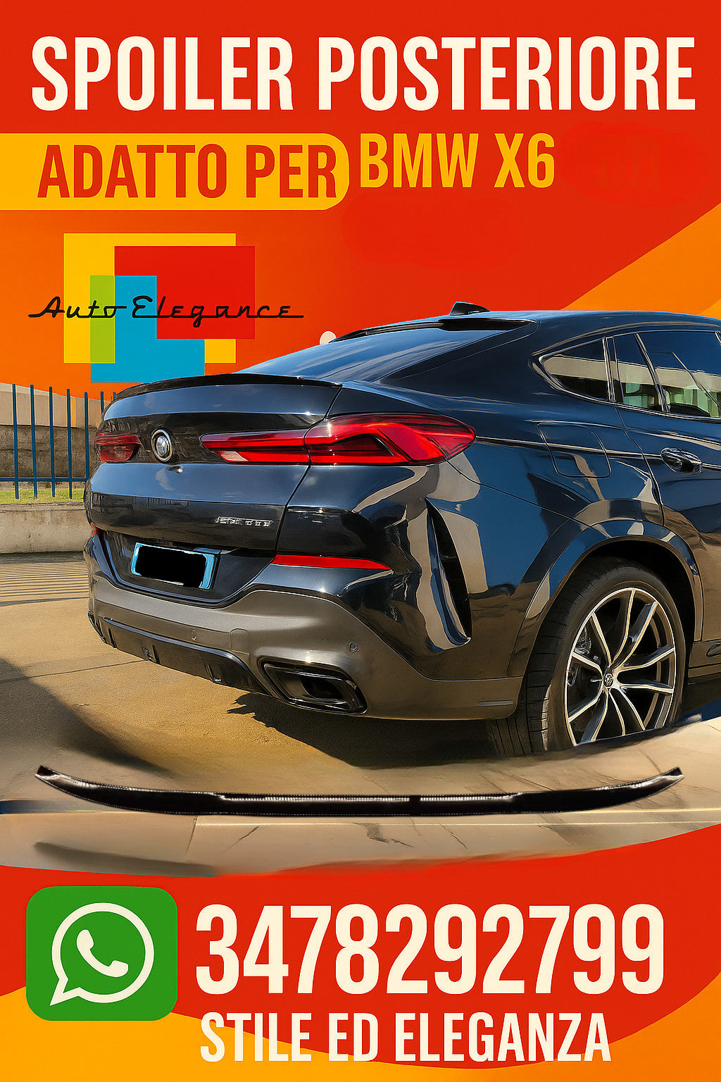 🔥0390 SPOILER BAGAGLIAIO ADATTO PER BMW X4 G02 2018+ LOOK M COMPETITION NERO🔥