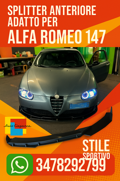 0037🔥Splitter nero lucido 3 pezzi Adatto Per alfa romeo 147🔥