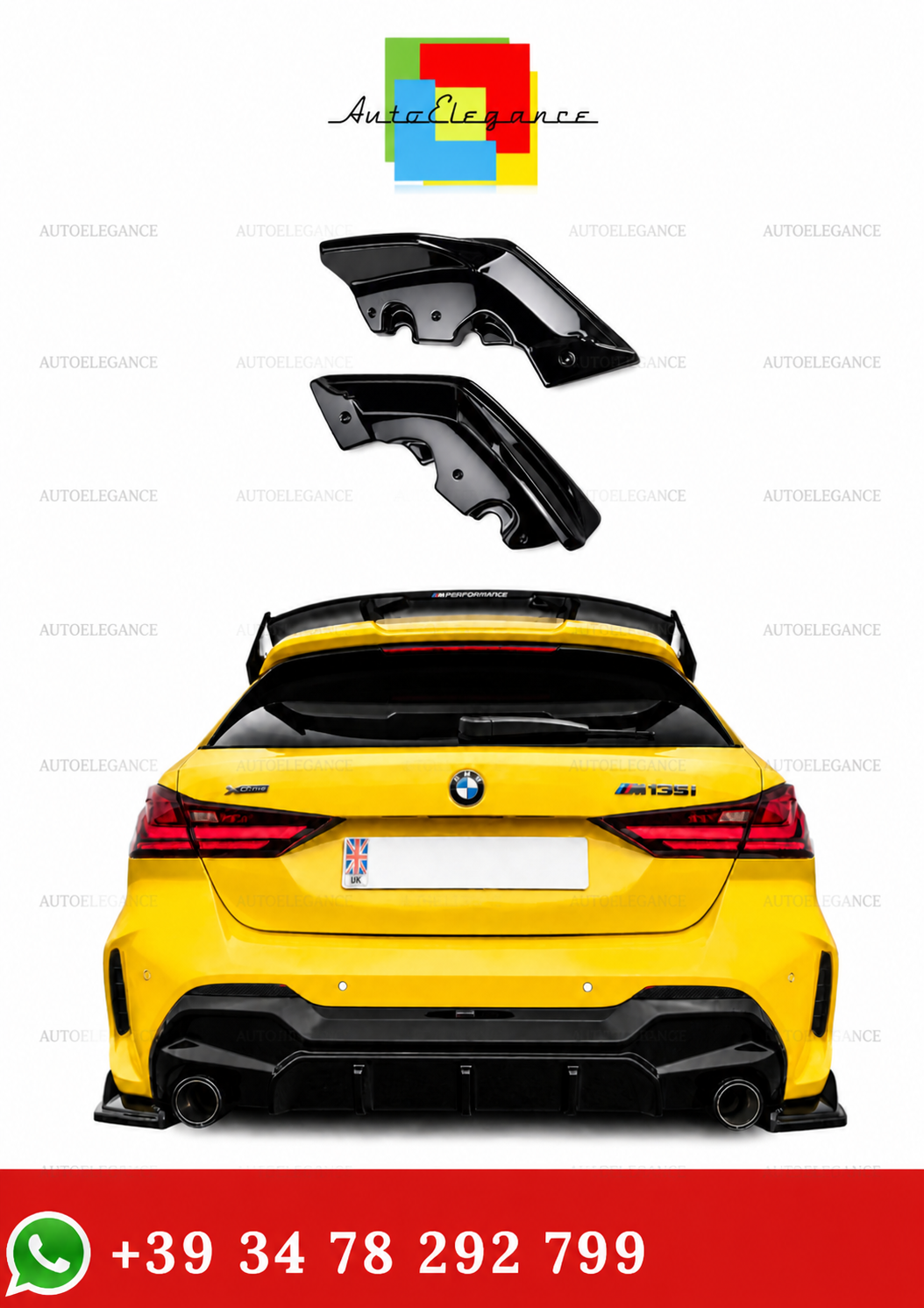 💫Flaps Posteriori Stile Maxton Nero Lucido Per BMW Serie 1 F40 M Pack 2019+💫