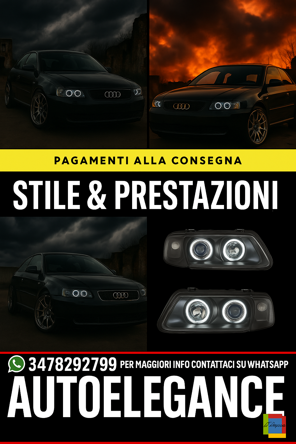 🔥SET FARI ANTERIORE  ADATTO PER AUDI A3 1996-2000 H1+H1 per faro LWR🔥