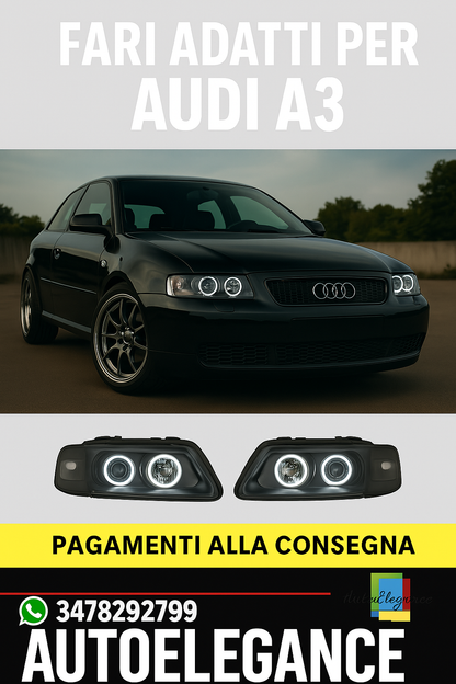 🔥SET FARI ANTERIORE  ADATTO PER AUDI A3 1996-2000 H1+H1 per faro LWR🔥