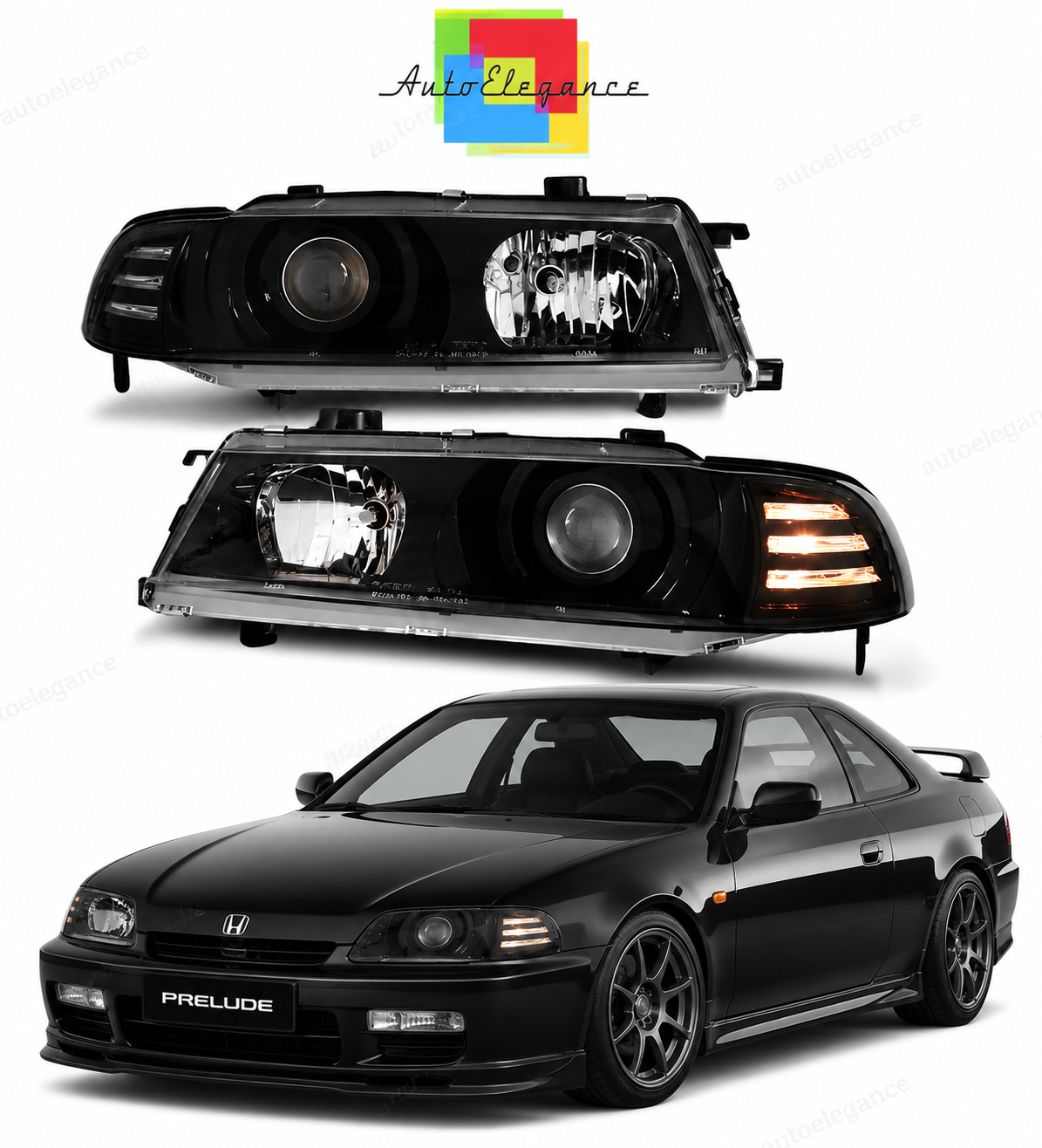 💕 Fari Anteriori Adatto per Honda Prelude 92-97 Angel Eyes Neri 💕