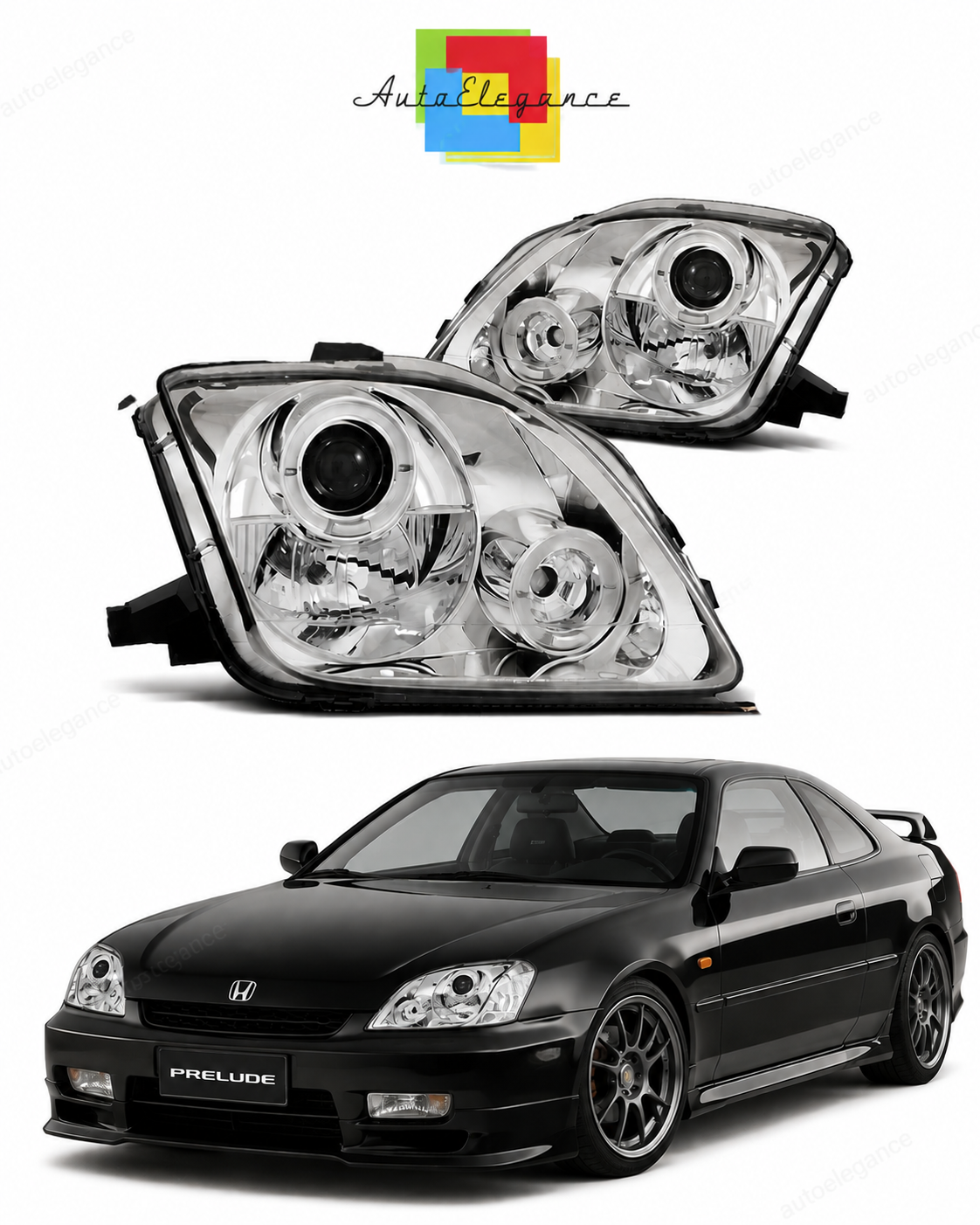 💕 Fari Anteriori Adatto per Honda Prelude 97-01 Angel Eyes Cromati 💕