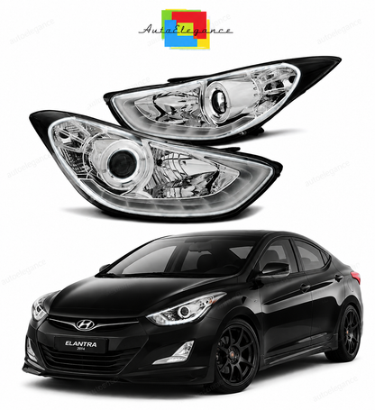 💕 Fari Anteriori Adatto per Hyundai Elantra 11-15 LED Daylight Cromati 💕