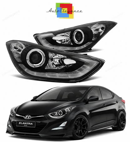 💕 Fari Anteriori Adatto per Hyundai Elantra 11-15 LED Daylight Neri 💕