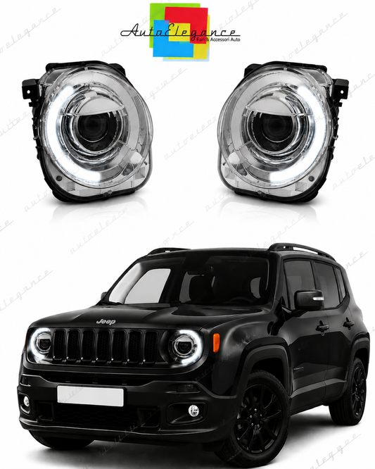 💕 Fari Anteriori Adatto per Jeep Renegade 14-18 LED Tube Cromati 💕