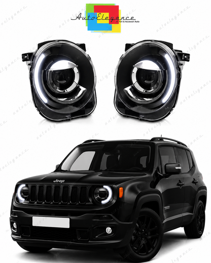 💕 Fari Anteriori Adatto per Jeep Renegade 14-18 LED Tube Neri 💕