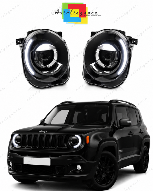 💕 Fari Anteriori Adatto per Jeep Renegade 14-18 LED Tube Neri 💕