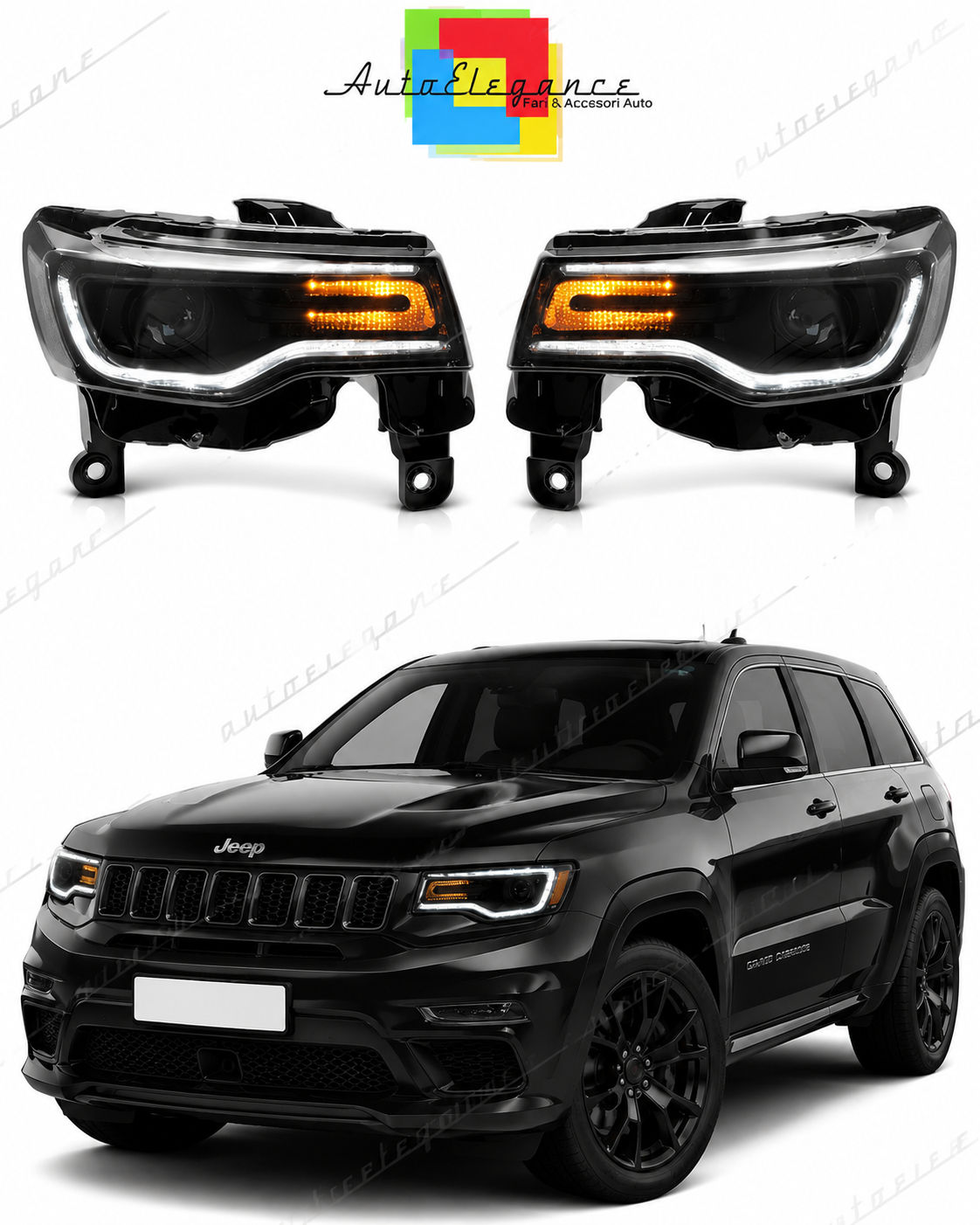 💕 Fari Anteriori Adatto per Jeep Grand Cherokee WK2 14-21 Full LED DRL 💕