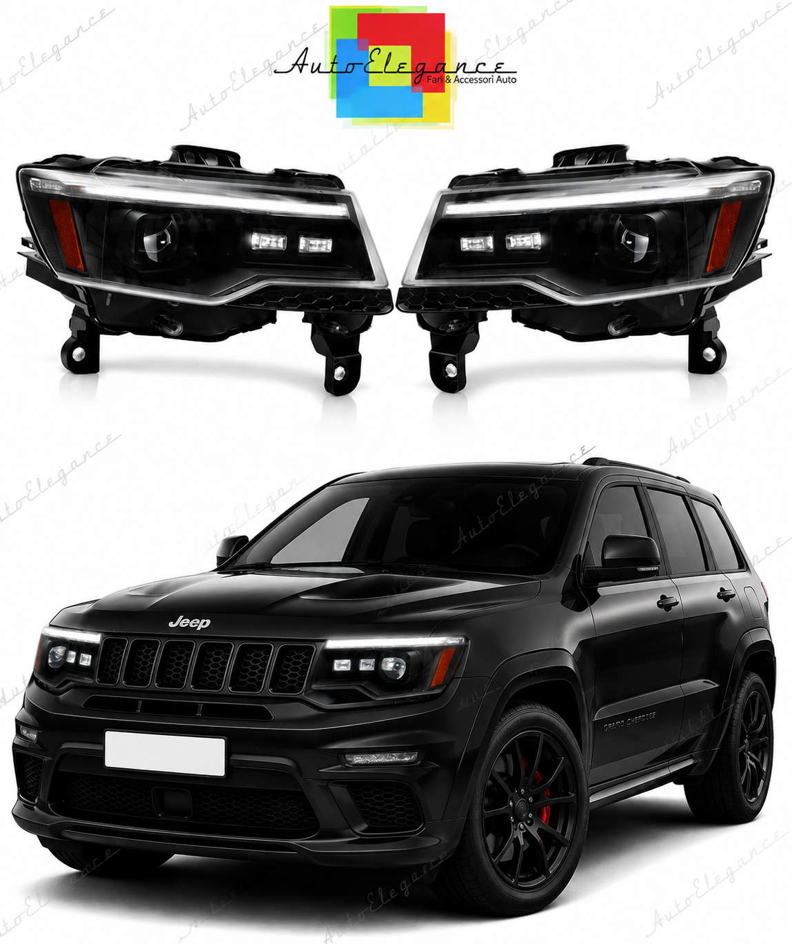 💕 Fari Xenon Adatto per Jeep Grand Cherokee WK2 14-21 LED DRL Sequenziali 💕