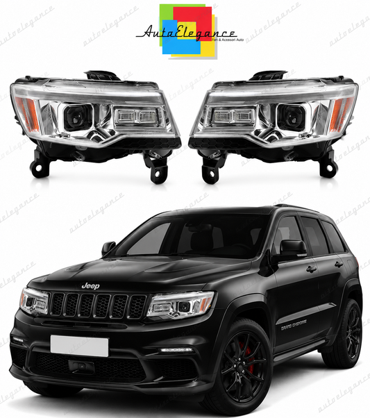 💕 Fari Anteriori Adatto per Jeep Grand Cherokee WK2 14-21 LED Tube Cromati 💕