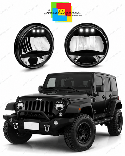 💕 Fari Anteriori Adatto per Jeep Wrangler JK 07-18 Full LED Neri 💕