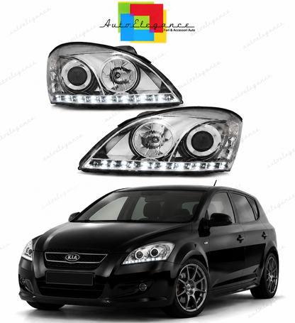 💕 Fari Anteriori Adatto per Kia Ceed 06-09 LED Daylight Cromati 💕
