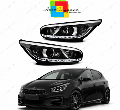 💕 Fari Anteriori Adatto per Kia Ceed II 12-18 LED Neri Daylight 💕