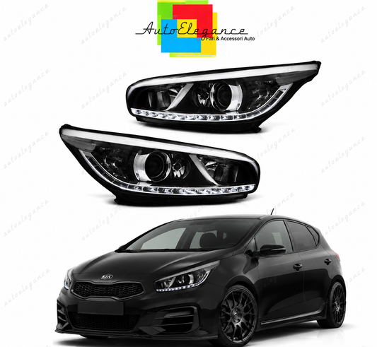 💕 Fari Anteriori Adatto per Kia Ceed II 12-18 LED Neri Daylight 💕