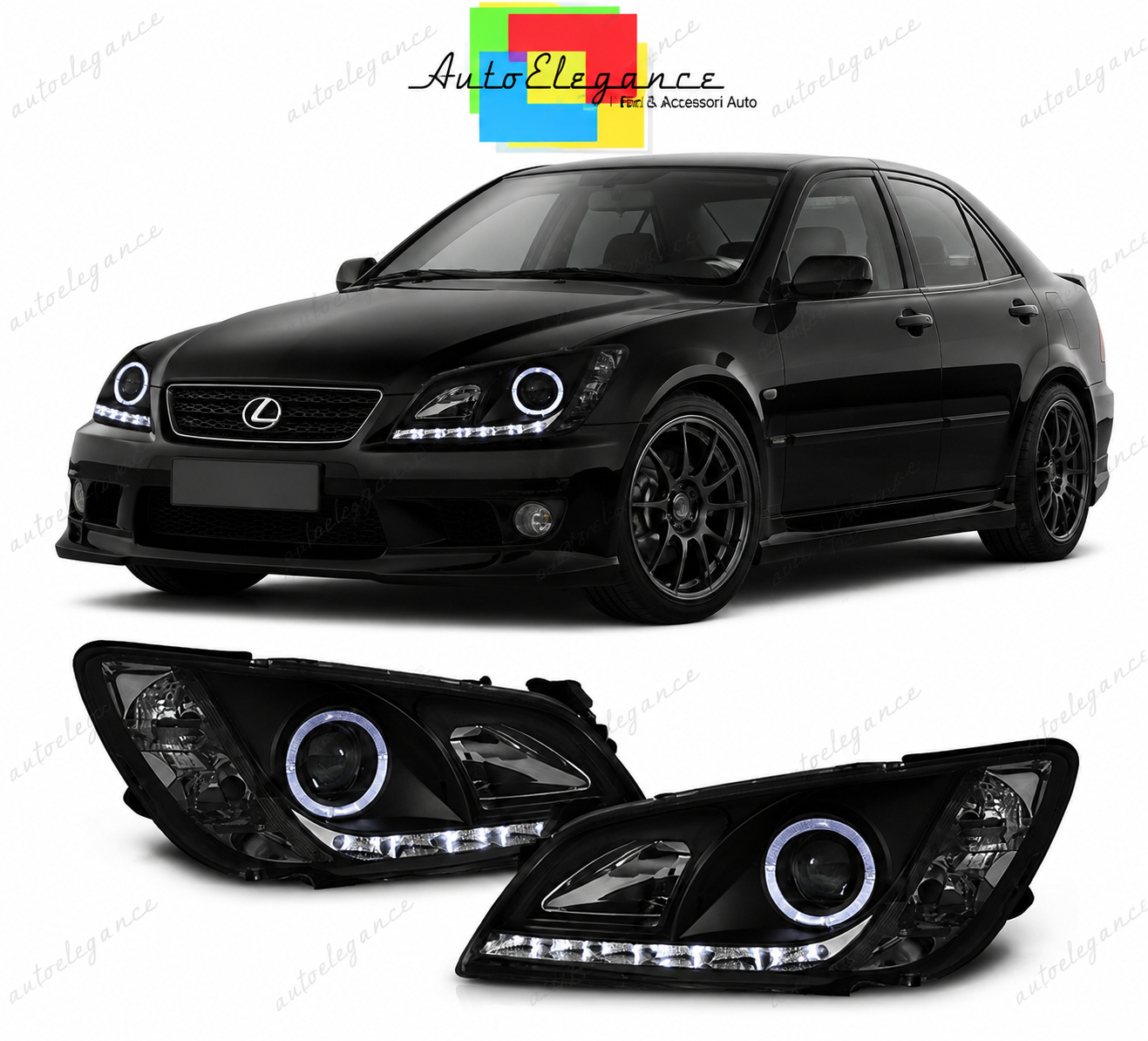 💕 Fari Anteriori Adatto per Lexus IS 01-05 LED Daylight Neri 💕