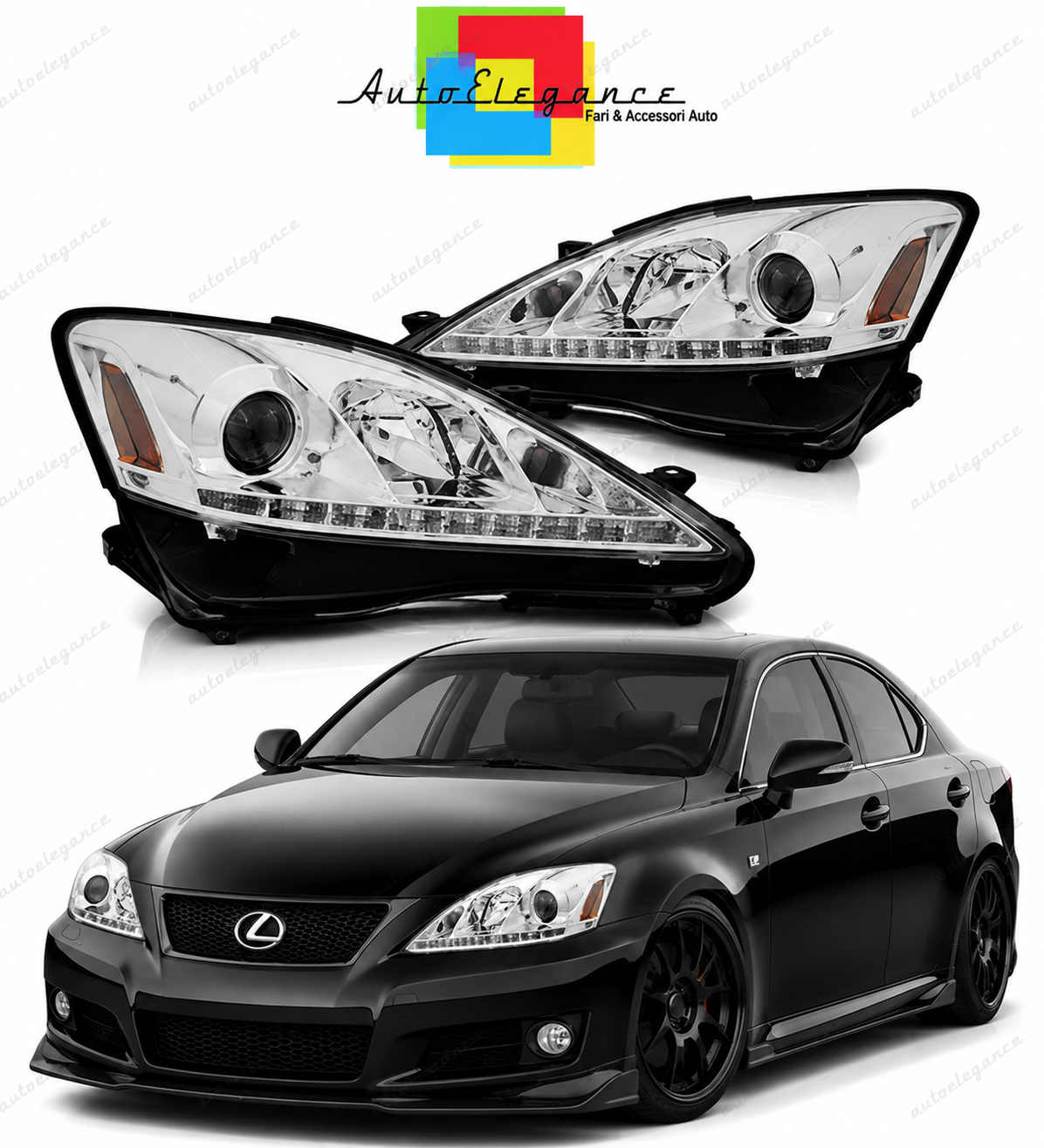 💕 Fari Anteriori Adatto per Lexus IS II 06-13 LED DRL Cromati 💕
