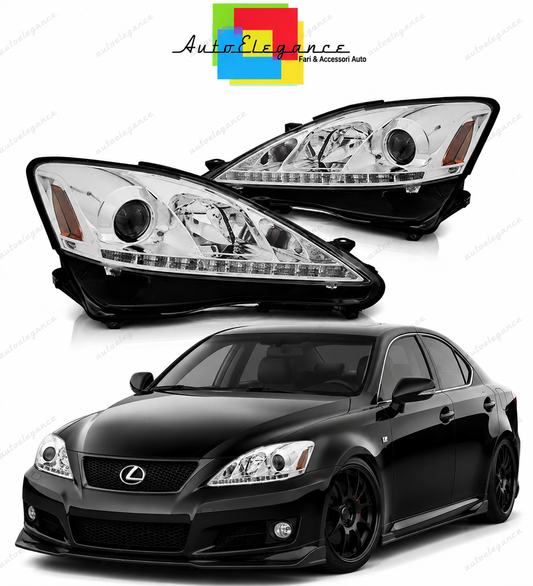 💕 Fari Anteriori Adatto per Lexus IS II 06-13 LED DRL Cromati 💕
