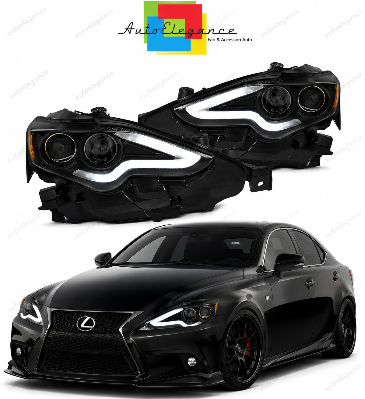 💕 Fari Anteriori Adatto per Lexus IS 13-16 LED Tube Projector Neri 💕