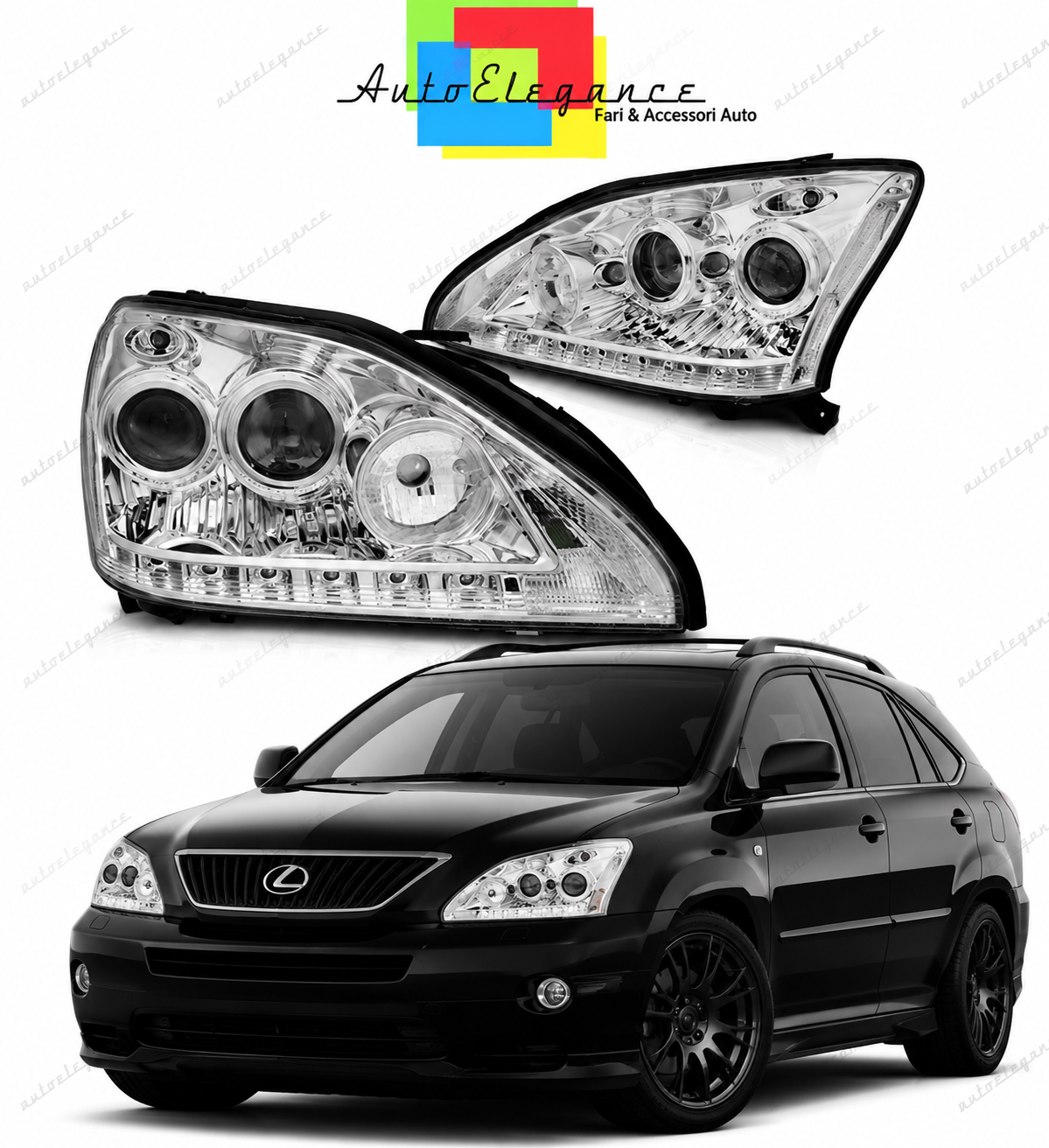 💕 Fari Anteriori Adatto per Lexus RX 330 350 03-08 LED Tube Cromati 💕