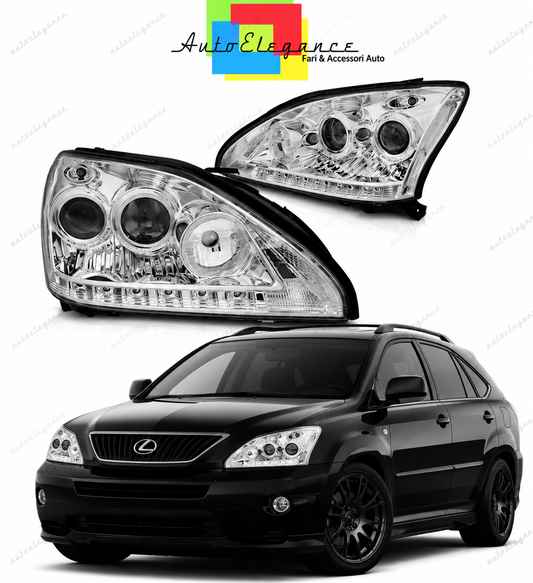 💕 Fari Anteriori Adatto per Lexus RX 330 350 03-08 LED Tube Cromati 💕