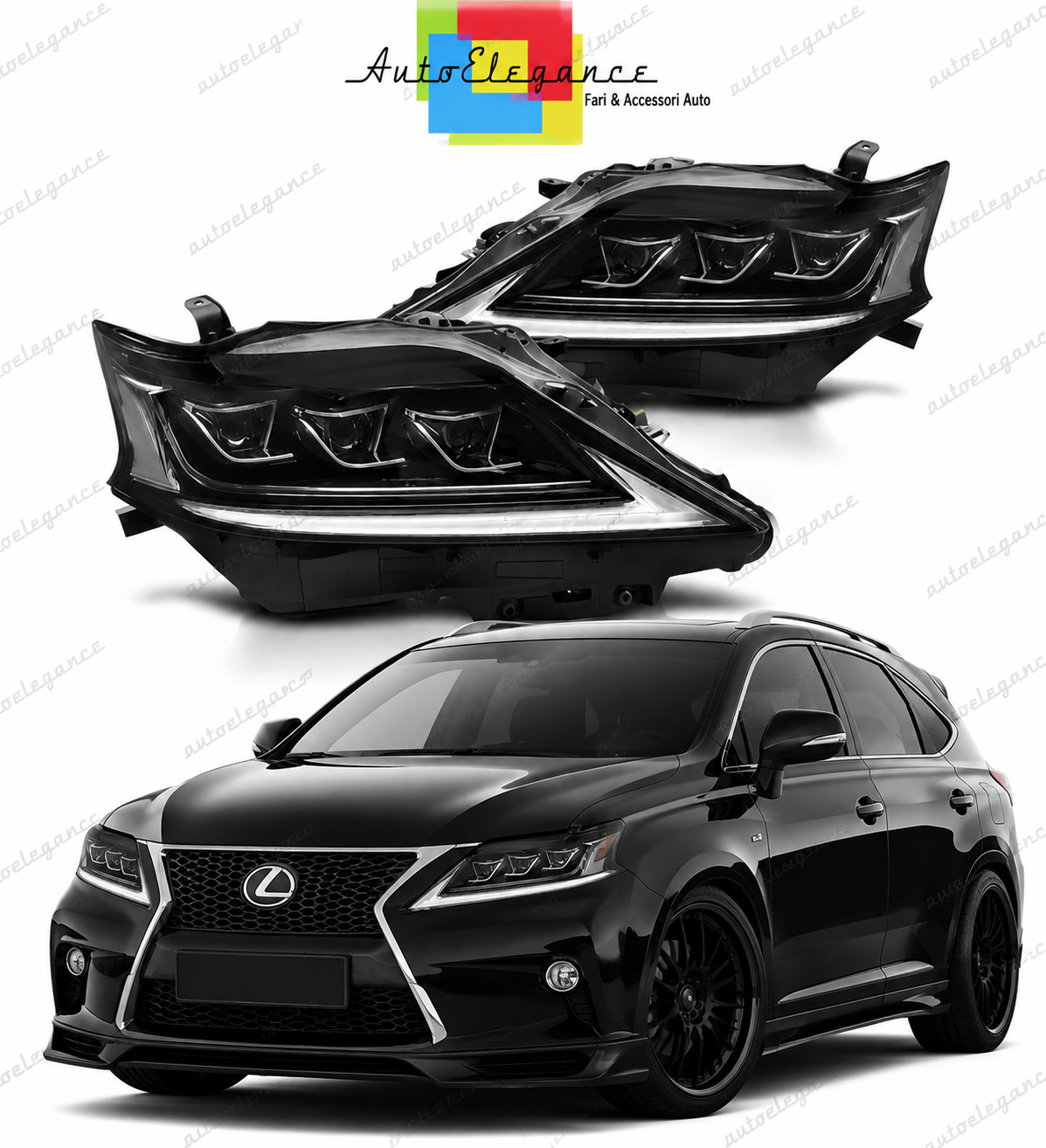 💕 Fari Anteriori Adatto per Lexus RX III 12-15 Full LED DRL Neri 💕