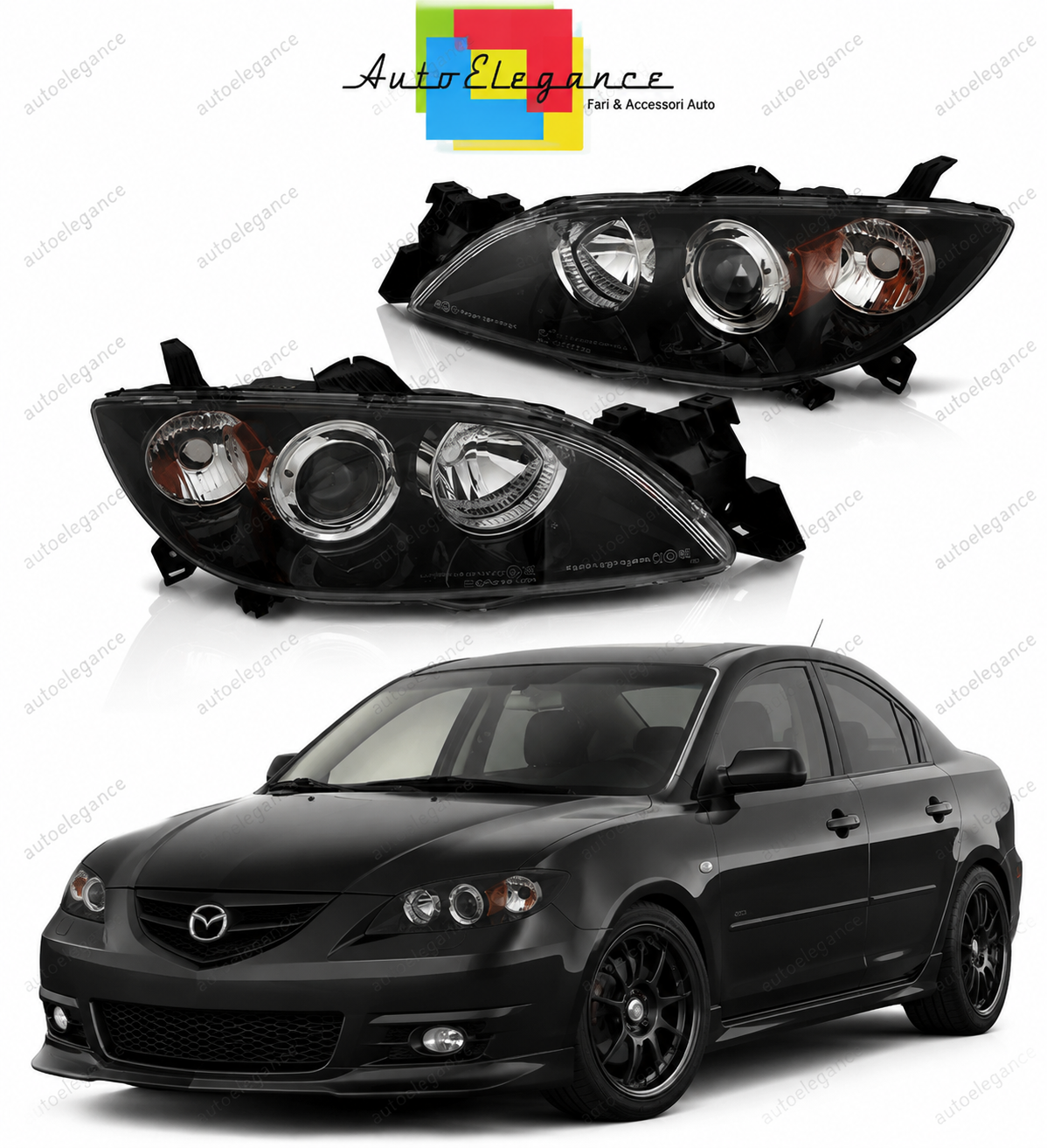 💕 Fari Anteriori Xenon Adatto per Mazda 3 03-09 Berlina Neri D1S 💕