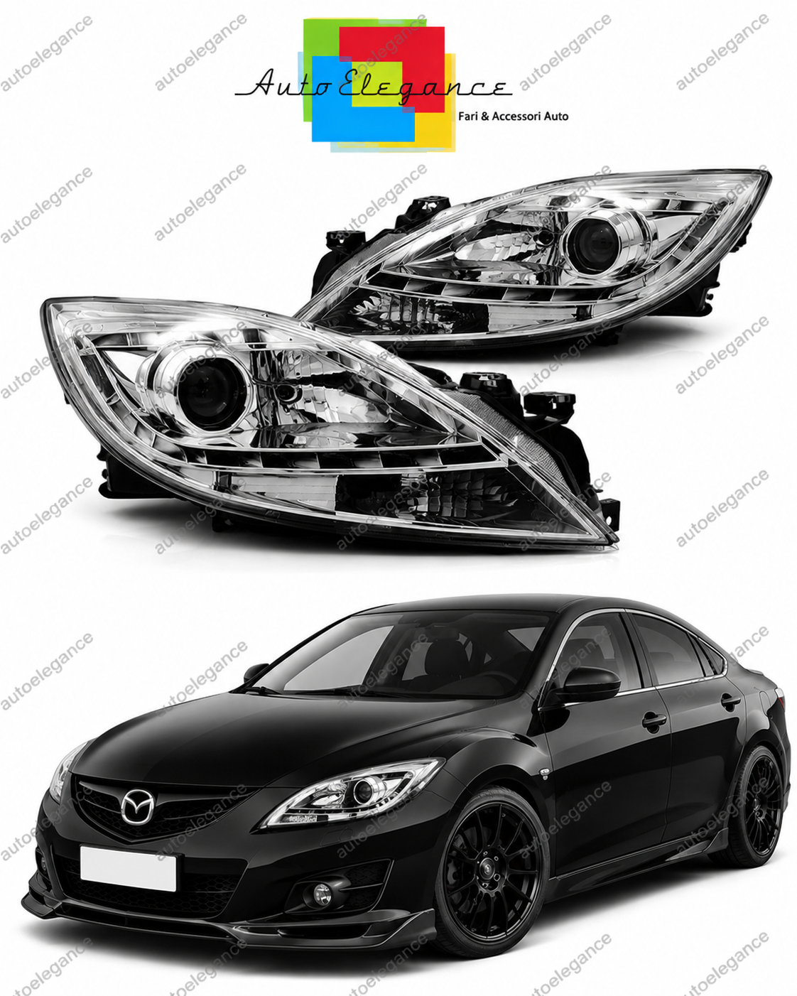 💕 Fari Anteriori Adatto per Mazda 6 II 10-12 LED Daylight Cromati 💕