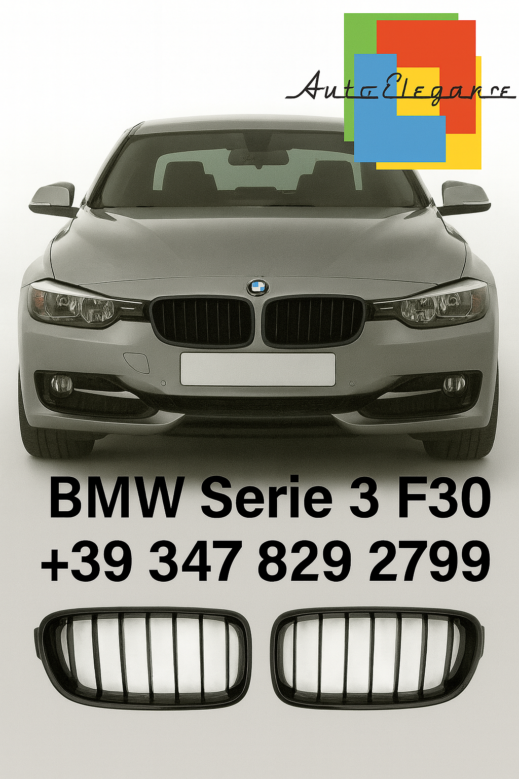 ⭐Griglia Sportiva – BMW Serie 3 F30 / F31 (Nero Lucido, Lamelle Singole)⭐