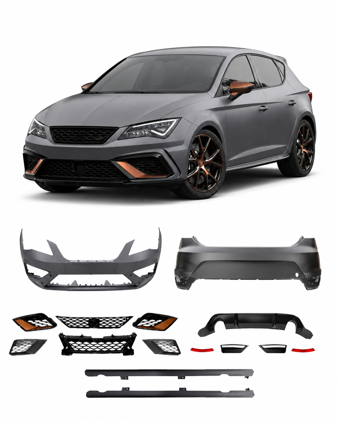 💕 Kit Carrozzeria Adatto per Seat Leon 18+ Look Cupra ABS Completo 💕