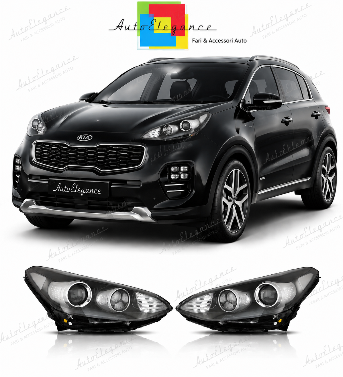 💕 Fari Anteriori Adatto per Kia Sportage 16-20 LED Fondo Nero 💕