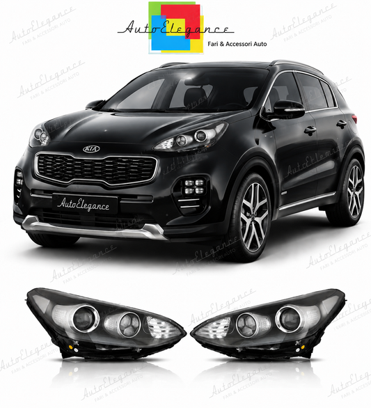 💕 Fari Anteriori Adatto per Kia Sportage 16-20 LED Fondo Nero 💕