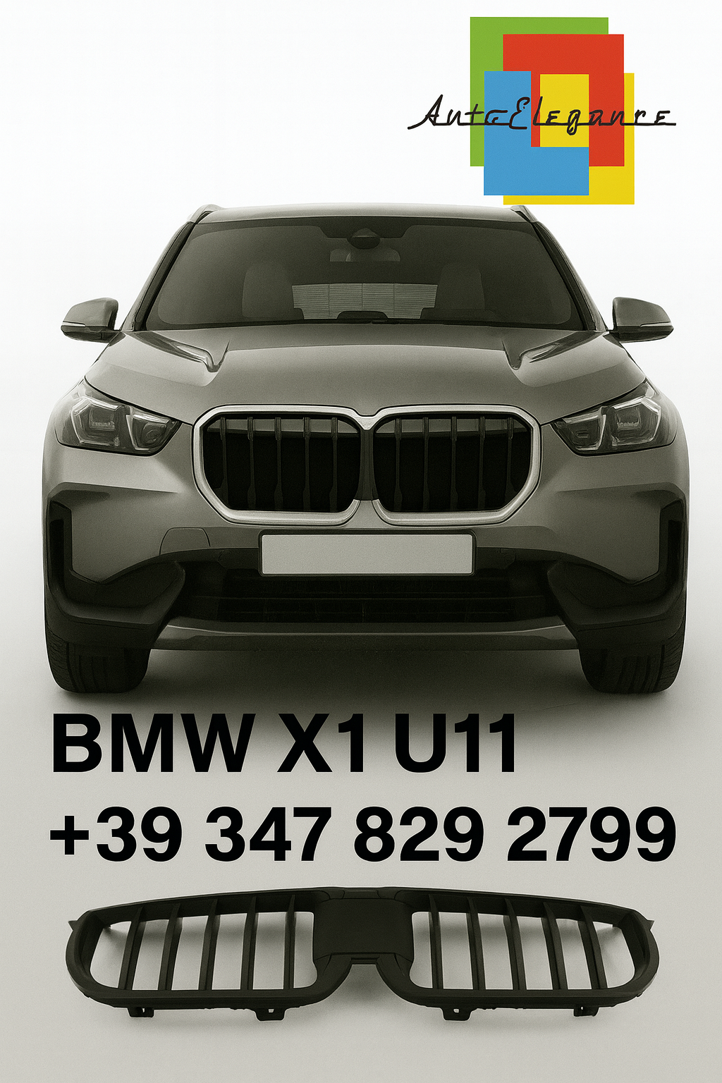 💫Griglia Sportiva – BMW X1 U11 (dal 2022 in poi, Nero Opaco)💫