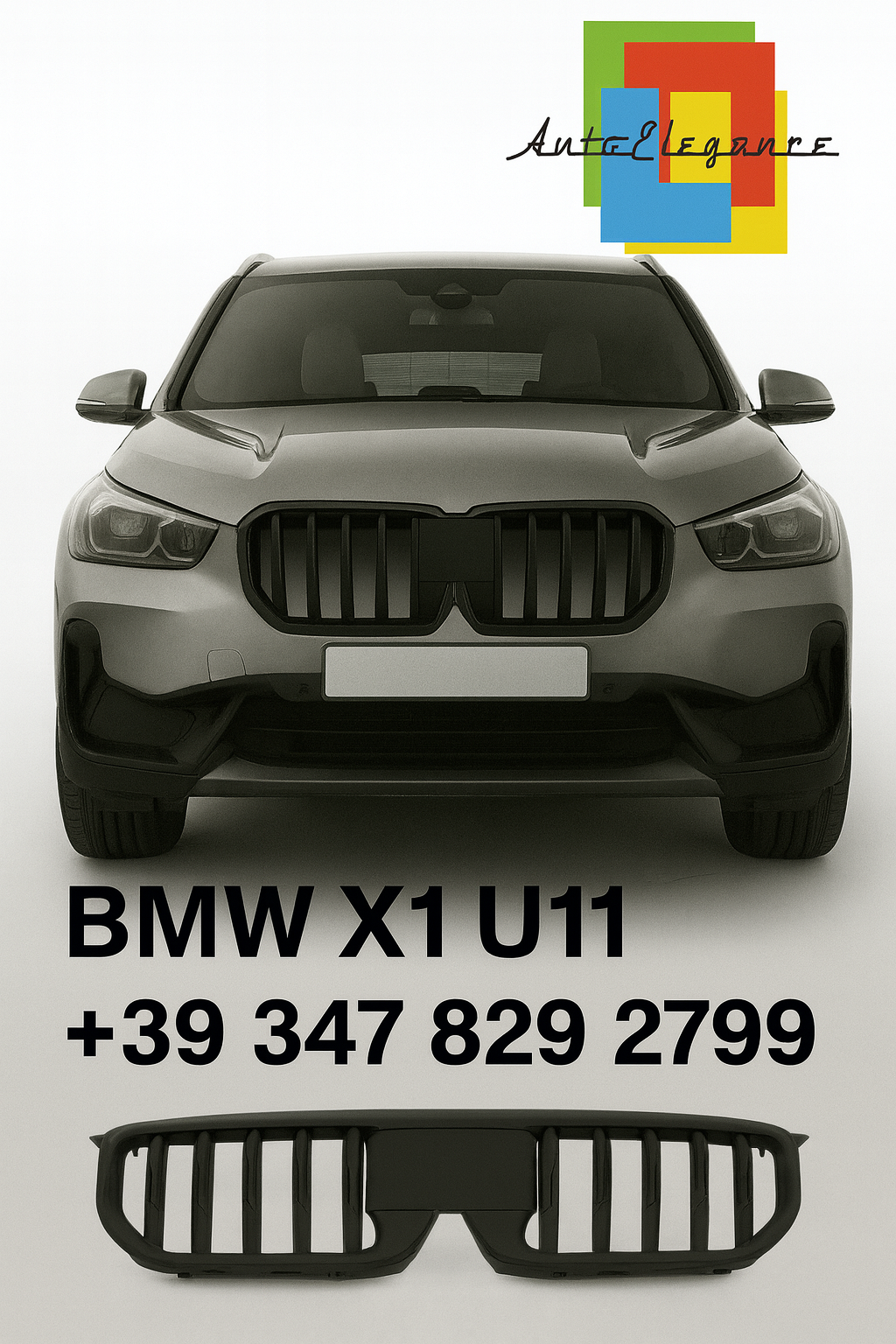 💫Griglia Sportiva – BMW X1 U11 (dal 2022 in poi, Nero Lucido)💫
