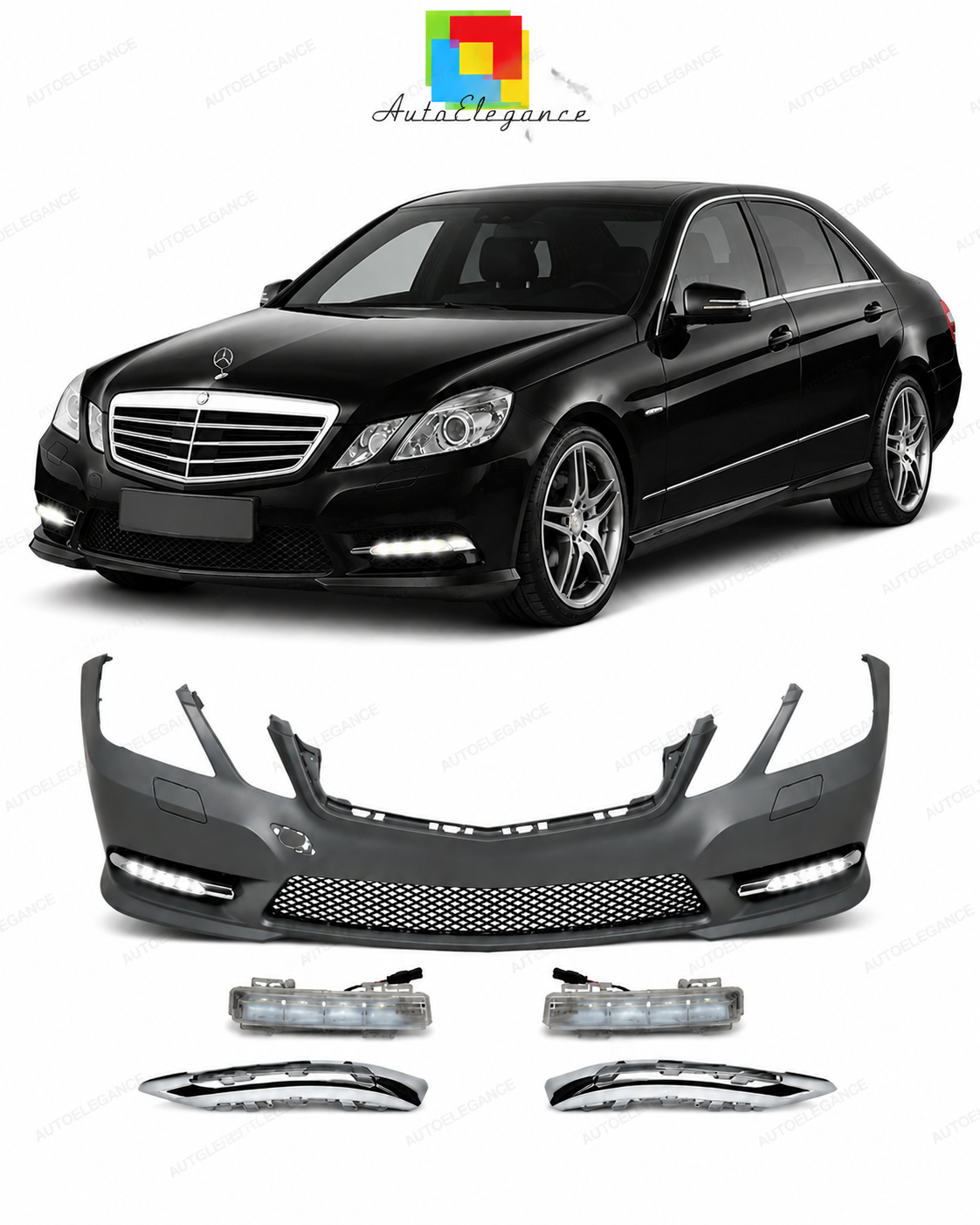 💕PARAURTI ANTERIORE MERCEDES CLASSE E W212 09-13 LOOK AMG SRA + DRL💕