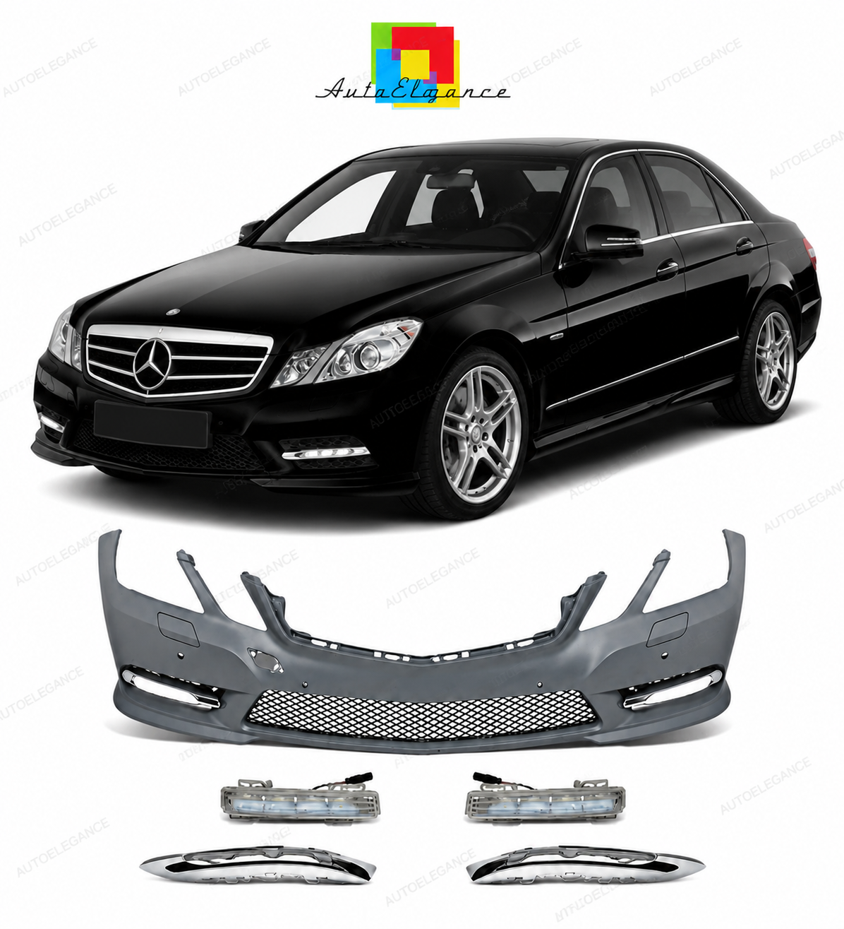 💕PARAURTI ANTERIORE MERCEDES CLASSE E W212 09-13 LOOK AMG PDC SRA + DRL💕